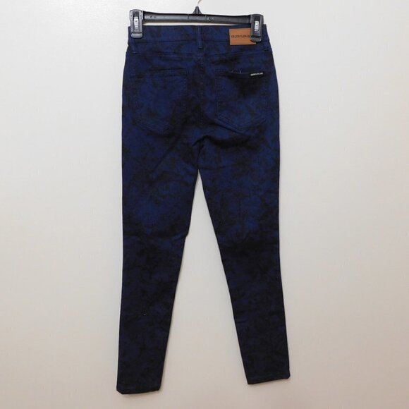 JR65 Calvin Klein Jeans Blue Python-Print High-Rise Skinny Jeans Size 27 x 27 - Picture 1 of 2
